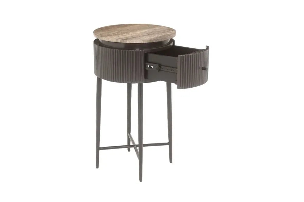 Masuta laterala din MDF/Metal Maro si Travertin Maro L40xH70cm Russo Richmond interiors