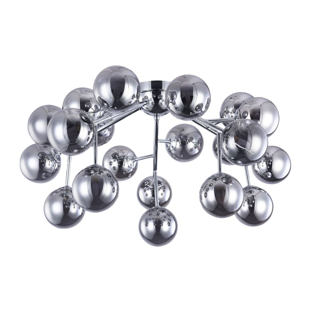Candelabru Rotund din Metal si Sticla Argintiu/Negru Dallas D75xH25cm