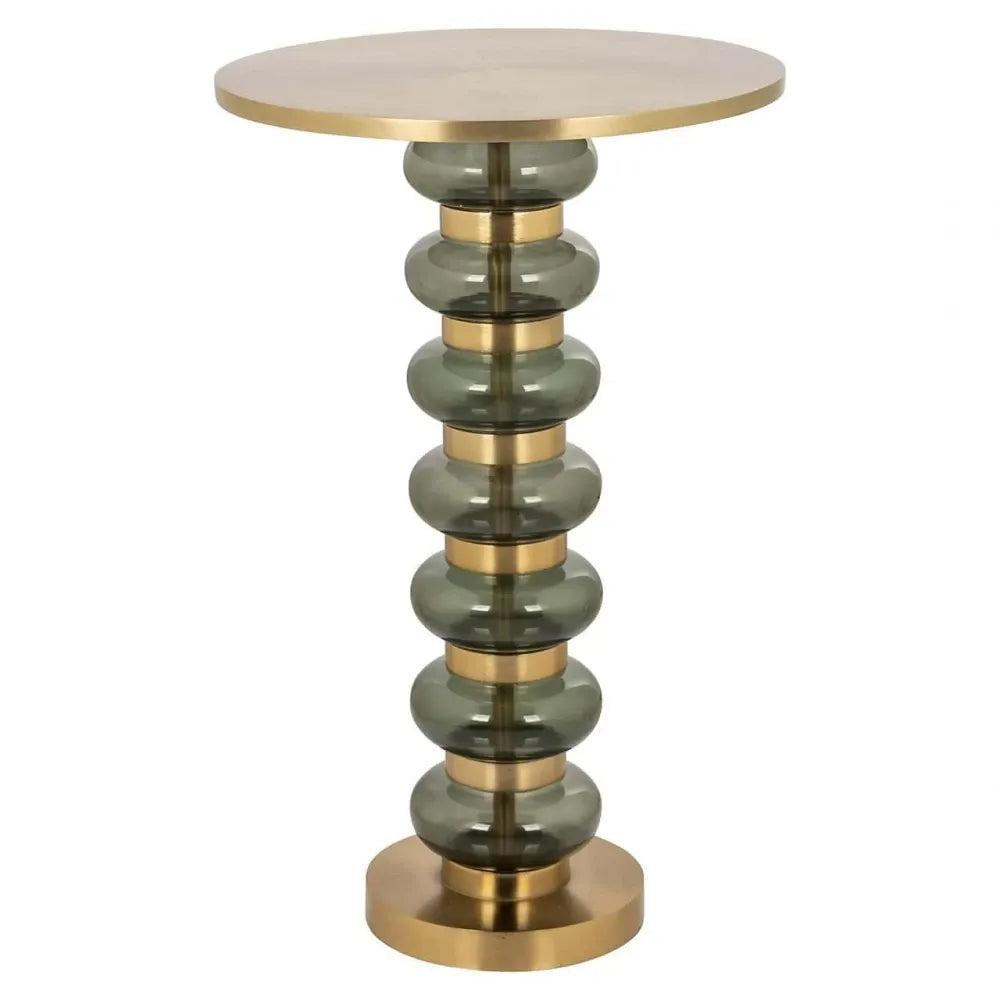 Masuta laterala Rotunda din Aluminiu/Sticla Auriu/Verde D41xH62.5cm Bowiene