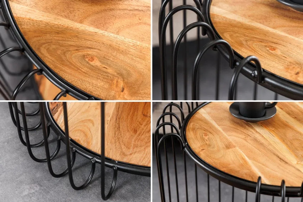 Masuta laterala din Lemn de salcam Maro si Metal Negru L46xH49cm True elements