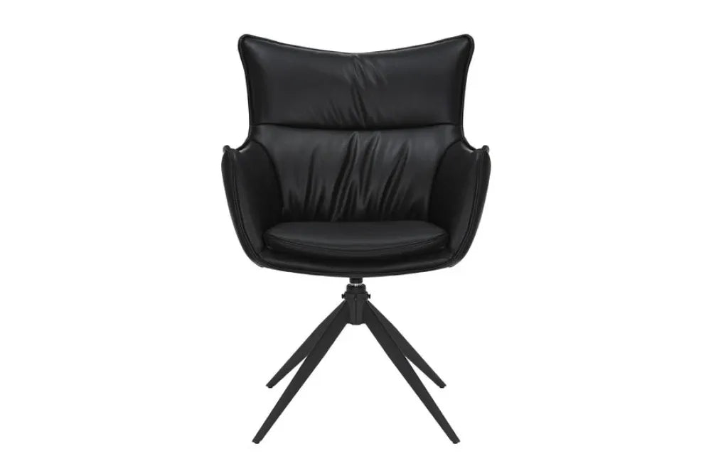 Set 2 scaune rotative tapitat cu Piele artificiala Negru si picioare din Metal Negru H92xL60xA64cm VOGUE