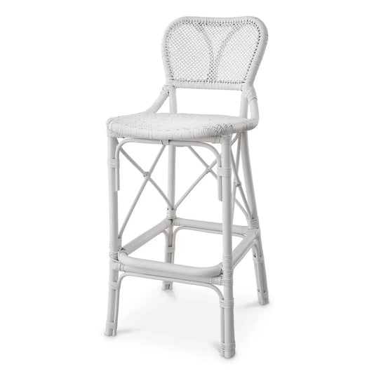 Scaun de bar din Ratan Alb L48xA50.5xH104.5cm Colony Eichholtz
