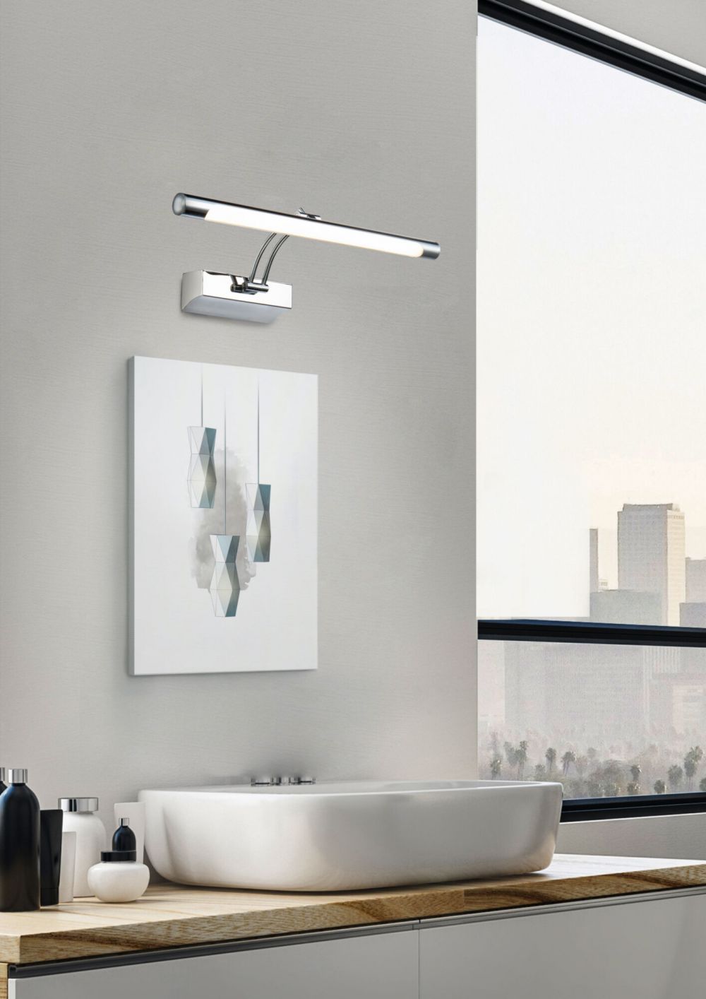 Aplica de perete reglabila din Metal Argintiu cu LED L52x20xH5cm Fino