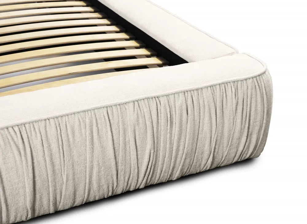 Pat 180x200cm tapitat cu Chenille Bej deschis Naomi