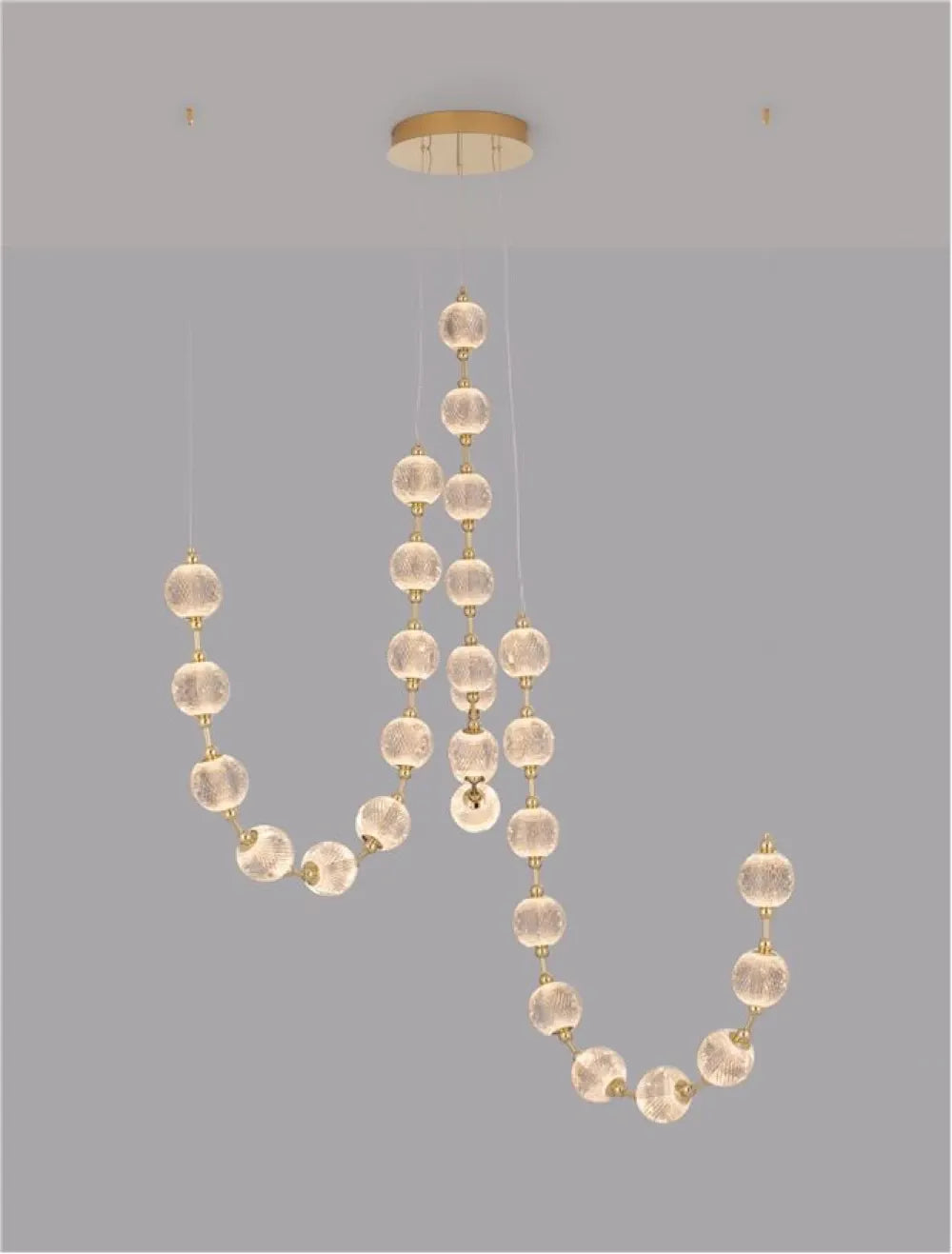 Candelabru structura din Metal Auriu si abajur din Cristal Transparent H300xL147cm IP20 134W 8530lm 3200k BRILLANTE