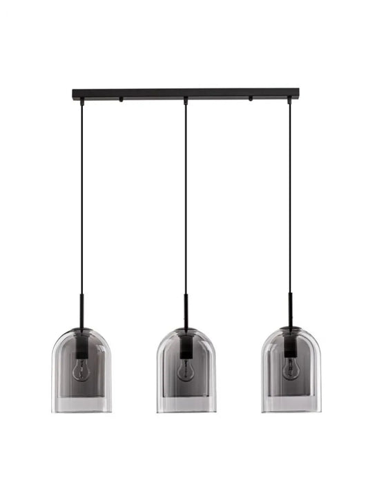 Lustra structura din Metal Negru si abajur din Sticla Fumuriu H158xL70cm IP20 VELOR