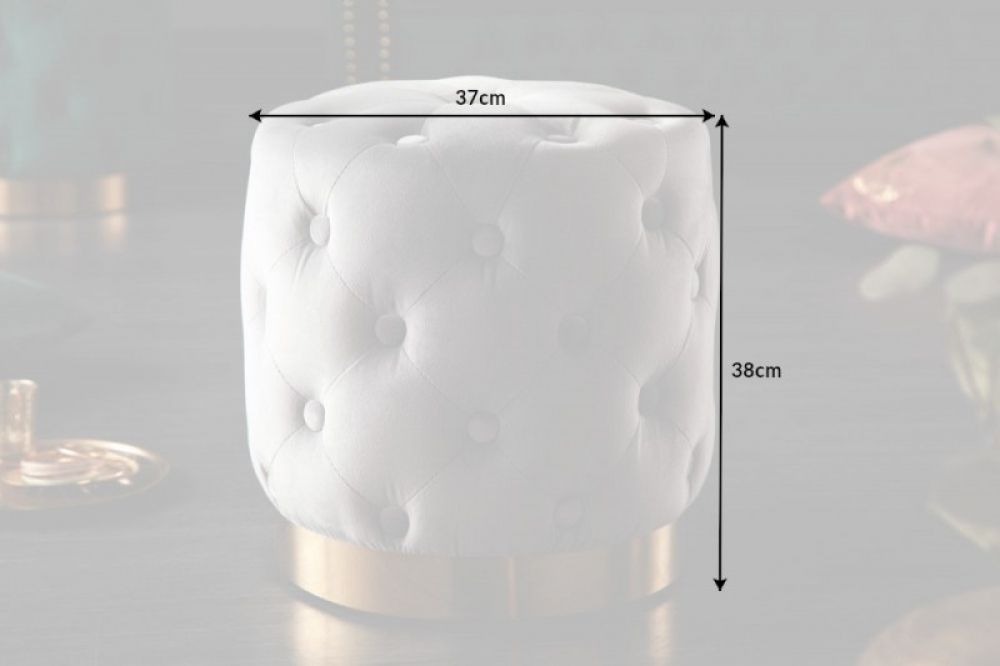 Taburet rotund tapitat cu Catifea Gri D37xH38cm Barock