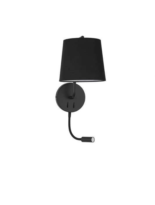 Aplica de perete structura din Aluminiu Negru si abajur din Textil Negru H59xL20cm IP20 15W 190lm 3000k SAGE