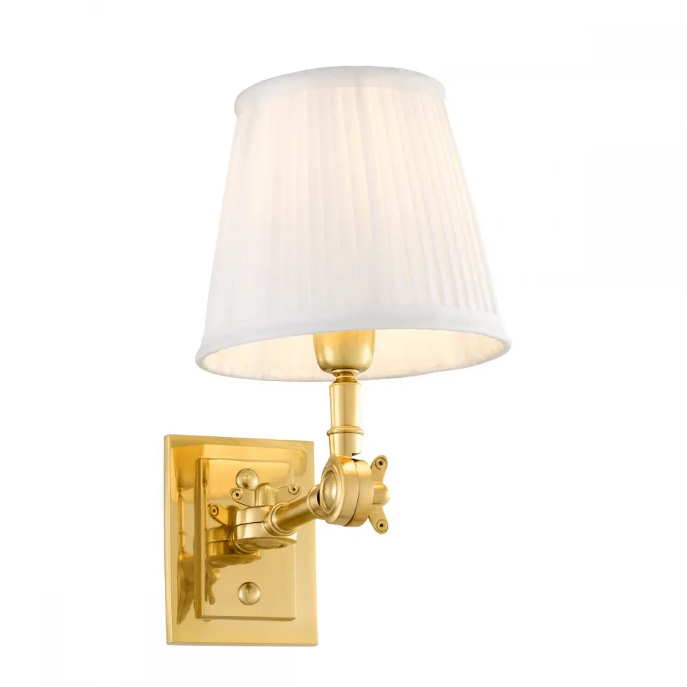 Aplica de perete din Metal Auriu si Stofa Alb H26xL15cm Wentworth Single Eichholtz