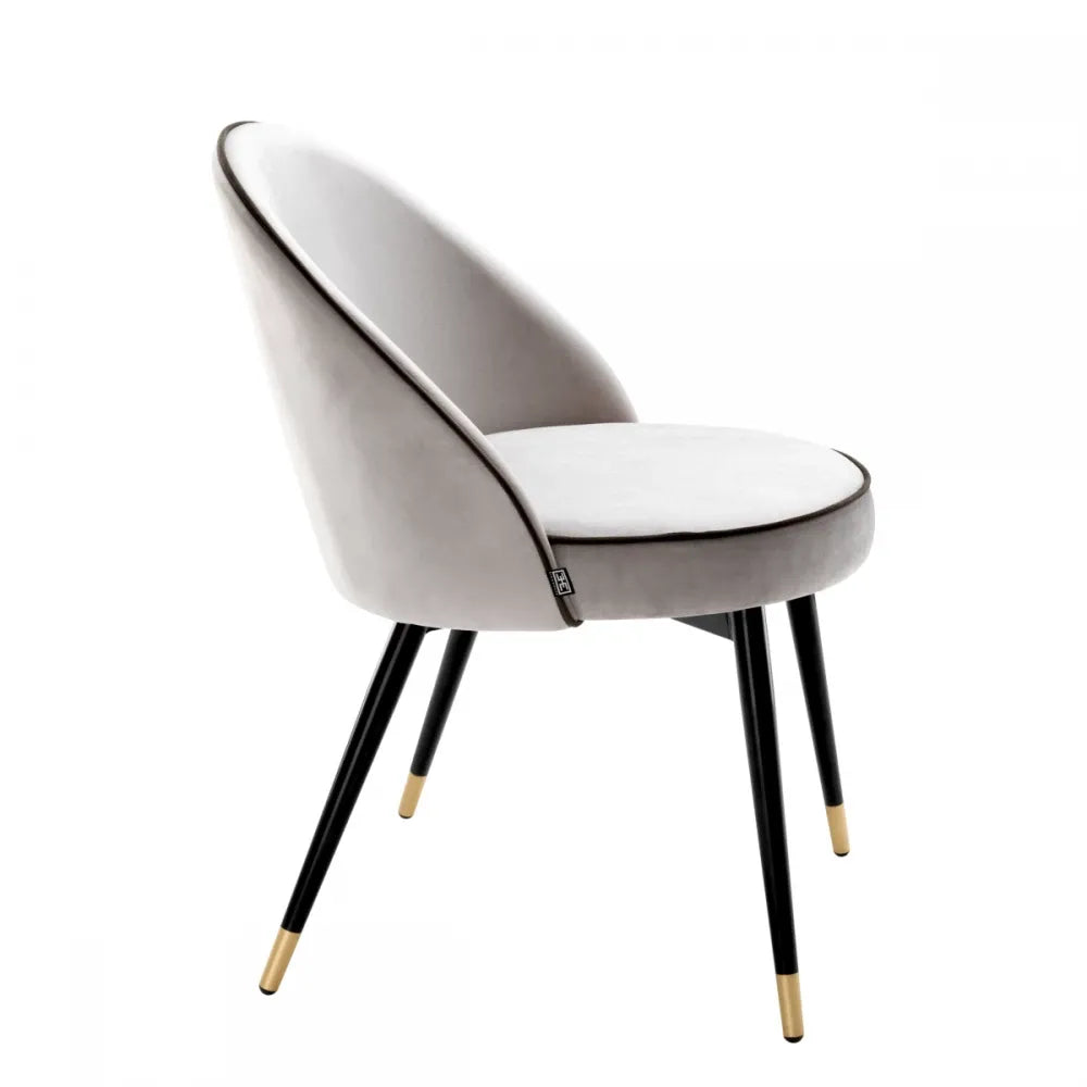 Set 2 scaune tapitat cu Catifea Gri deschis cu picioare din Metal Negru/Auriu H83xL55xA64cm Cooper Eichholtz