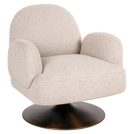 Fotoliu rotativ din Stofa Bej si Metal Alama L76xH77cm Kagney Richmond interiors