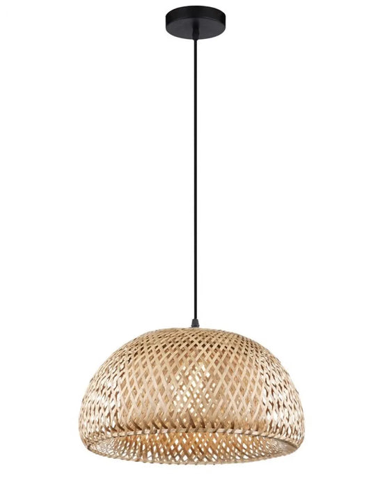 Pendul structura din Metal Negru si abajur din Bambus Bej H120xL39cm IP20 SCARLET