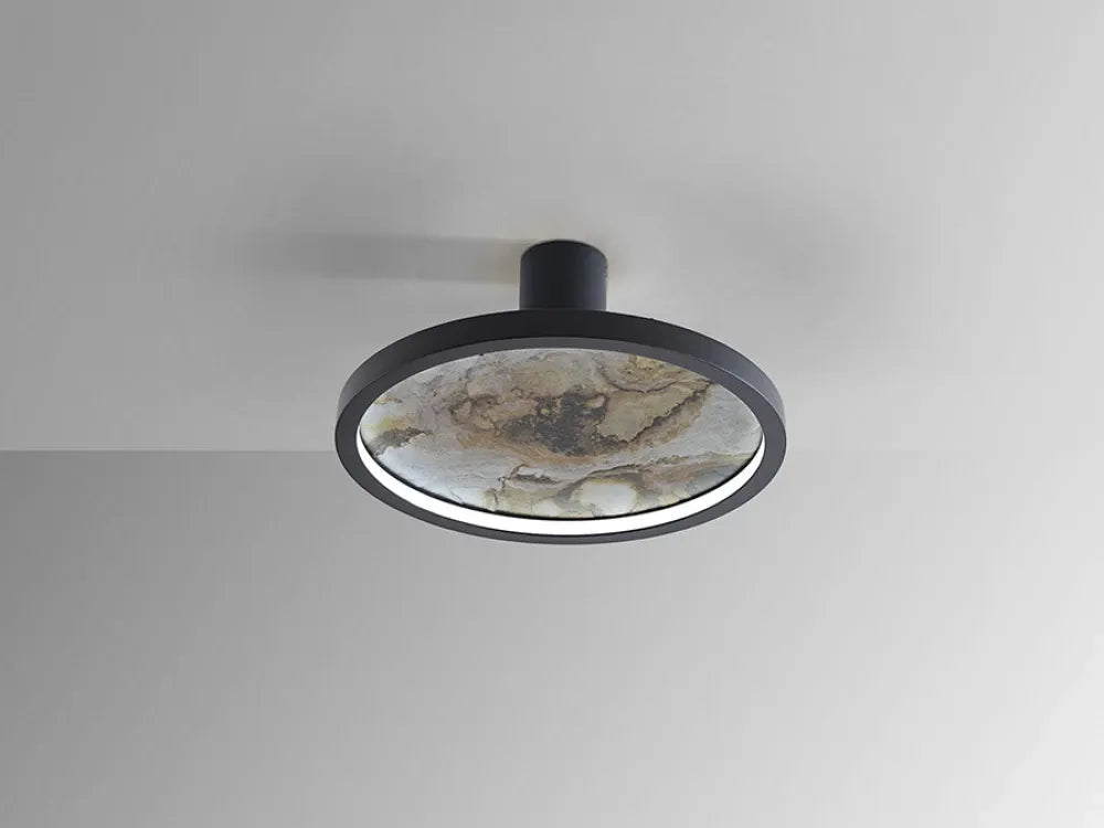 Aplica de perete din Metal Negru si Ardezie Multicolor H32xD32cm Stone