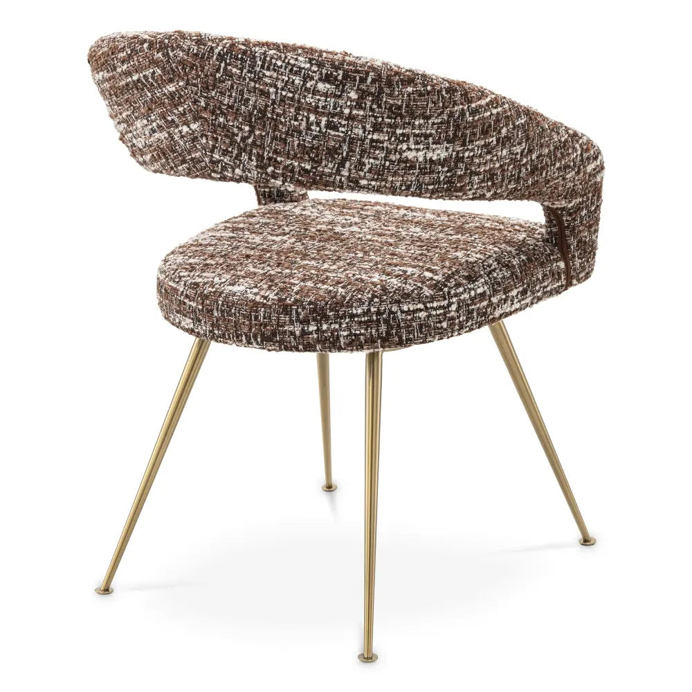Scaun tapitat cu Stofa boucle Multicolor L58xA56xH77cm Bravo Eichholtz