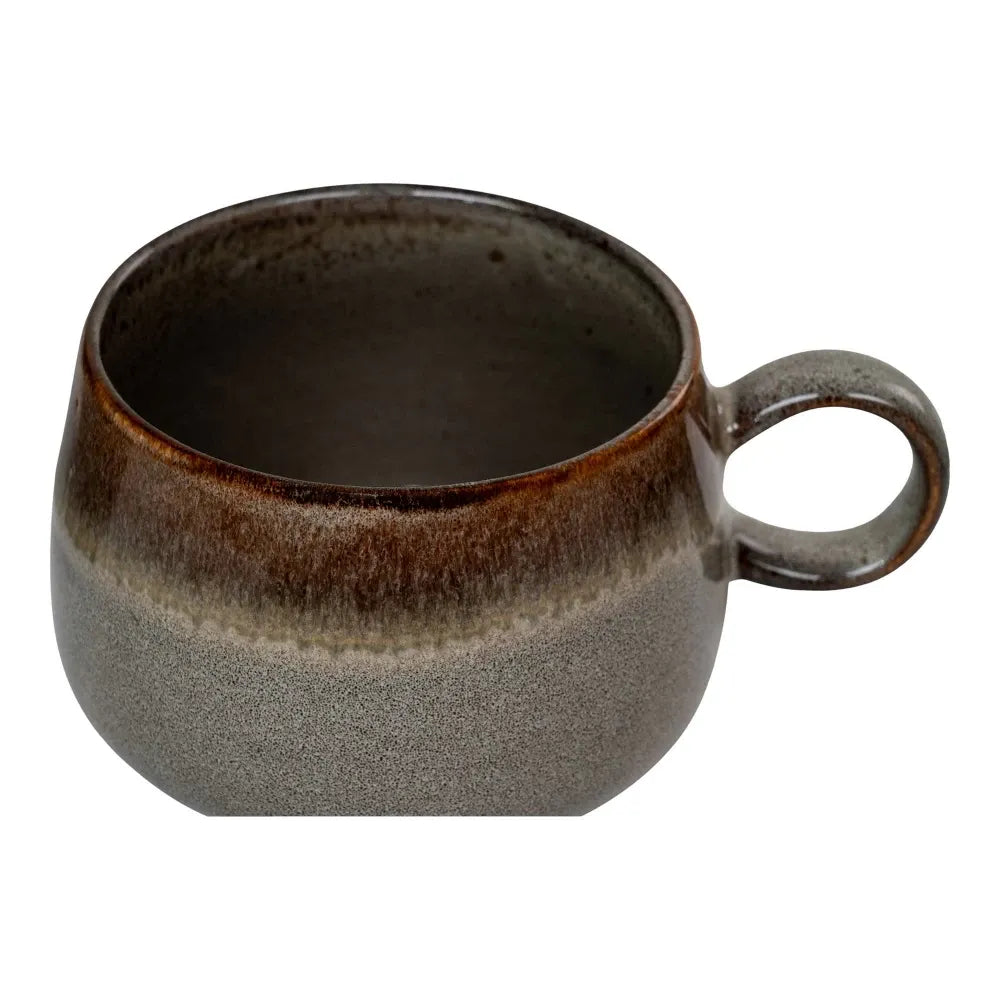 Set 4 cani din Ceramica Gri/Maro H7,5xD10cm Selma