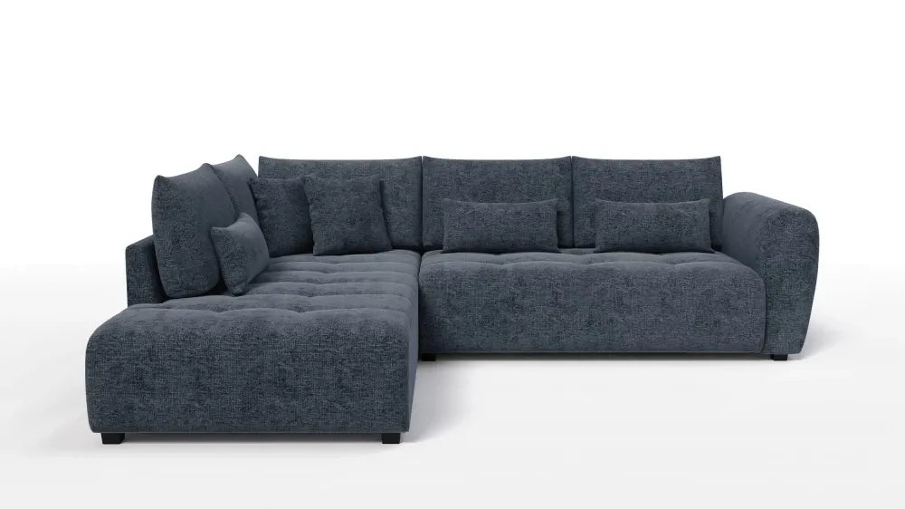 Coltar in forma de L tapitat cu Chenille Albastru Sajma 12 L299x234cm Trezzo
