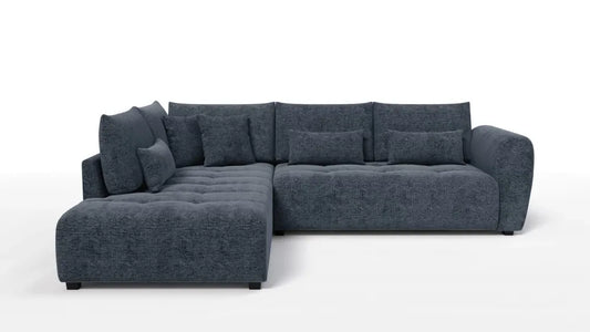 Coltar in forma de L tapitat cu Chenille Albastru Sajma 12 L299x234cm Trezzo