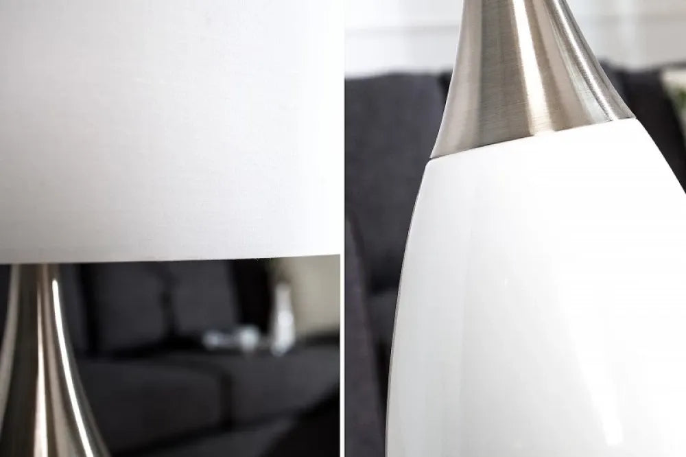 Veioza din Metal Alb si Textil Alb H60xD32cm Carla