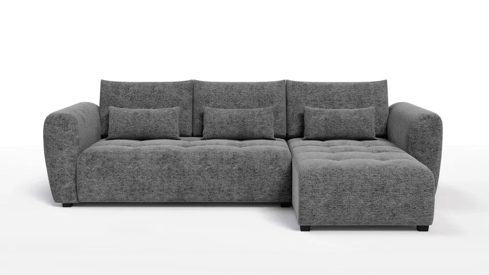 Coltar in forma de L tapitat cu Chenille Gri Sajma 18 L293x171cm Trezzo