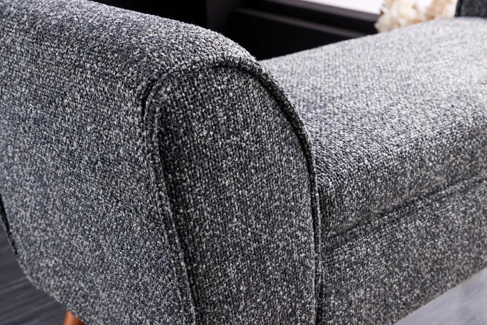 Bancheta din Lemn/Metal Maro/Auriu si Stofa boucle Gri H56xL90cm Scarlett