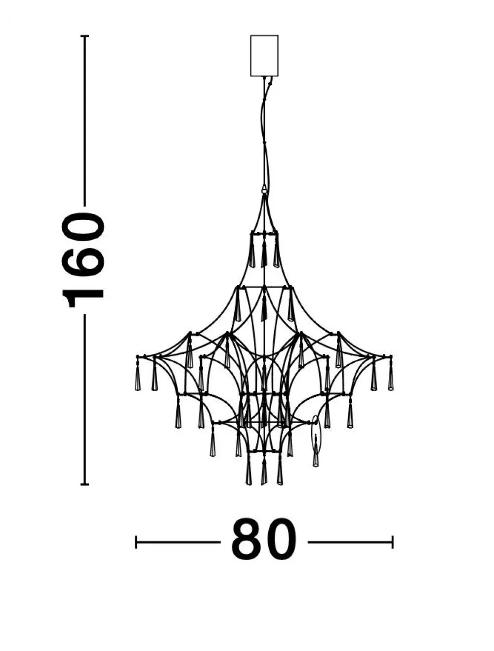 Candelabru structura din Metal Auriu si abajur din Cristal Transparent H160xL80cm IP20 20W 2000lm 3000k GORO