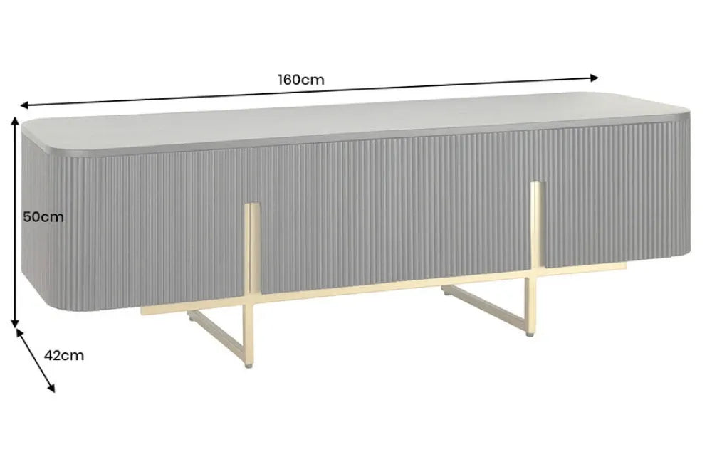 Comoda TV din Lemn de mango Negru si Metal Auriu L160xH50cm GATSBY