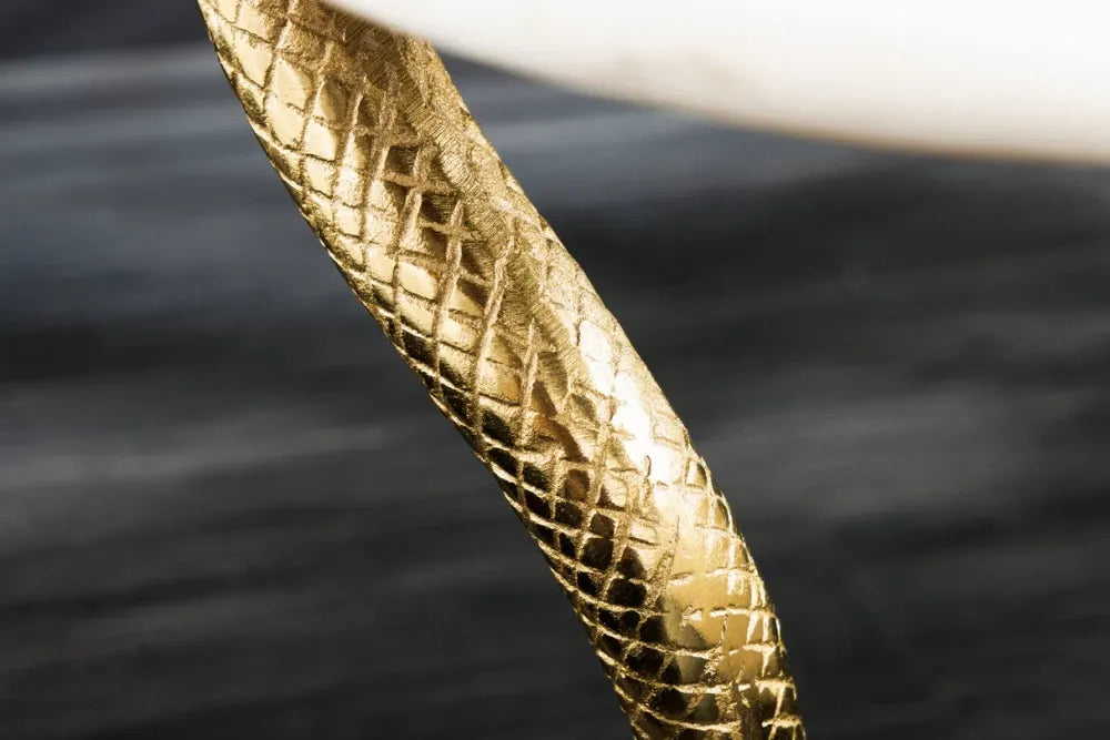 Masuta laterala din Marmura Alb si Metal Auriu L28xH63cm Wildlife cobra
