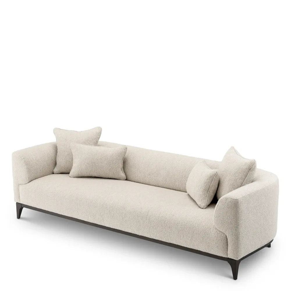 Canapea tapitat cu Stofa boucle Alb L263xA92xH70cm Brannan Eichholtz