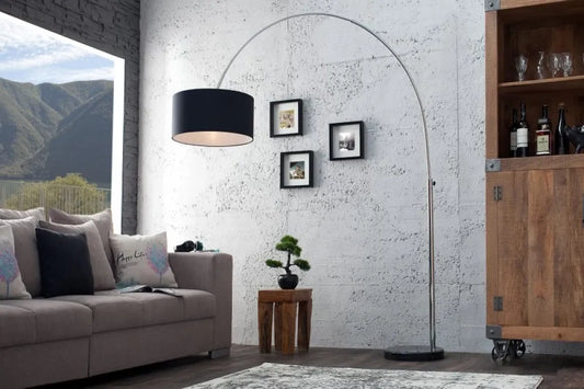 Lampa de podea din Metal Argintiu si Textil Negru H170-200xL170-180cm Big Bow