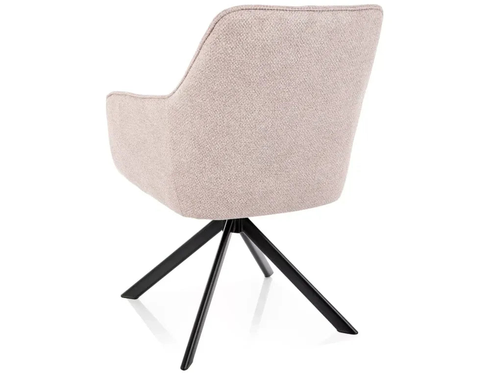 Scaun rotativ din Stofa Bej si Metal Negru H83xL55xA62cm Notti