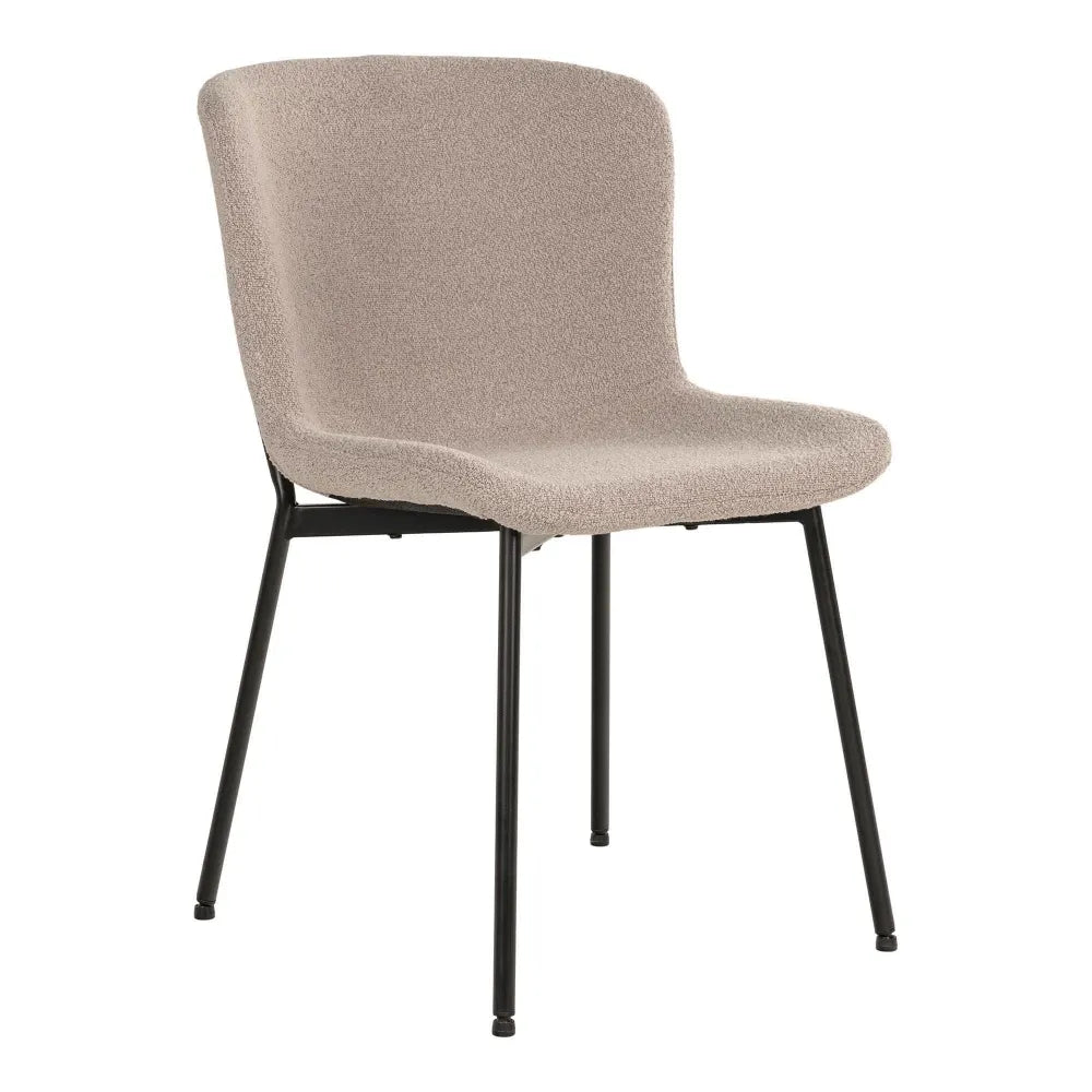 Set 2 scaune din Metal Negru si Stofa boucle Bej H83xL48xA59cm Maceda