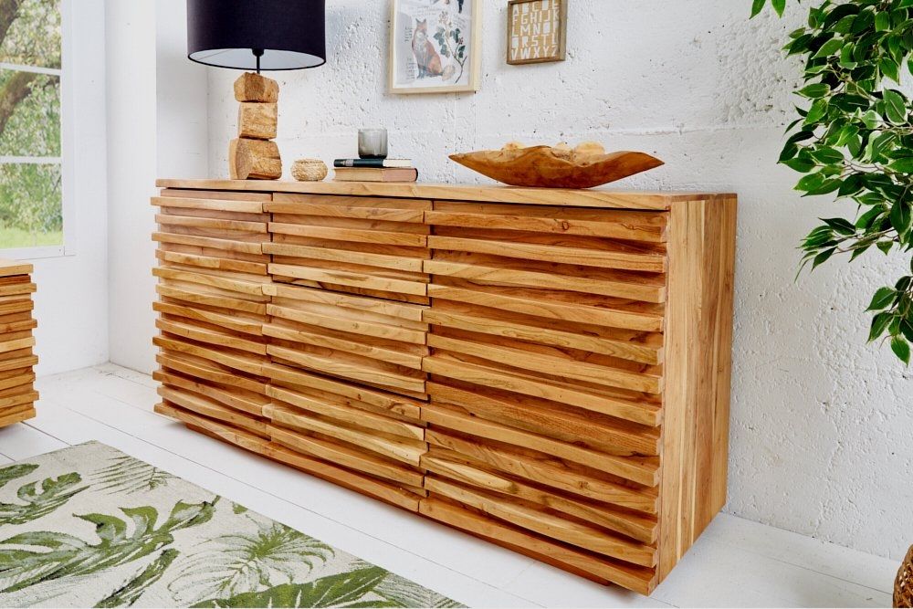 Comoda din Lemn masiv de salcam Maro  Relief L160xH75cm
