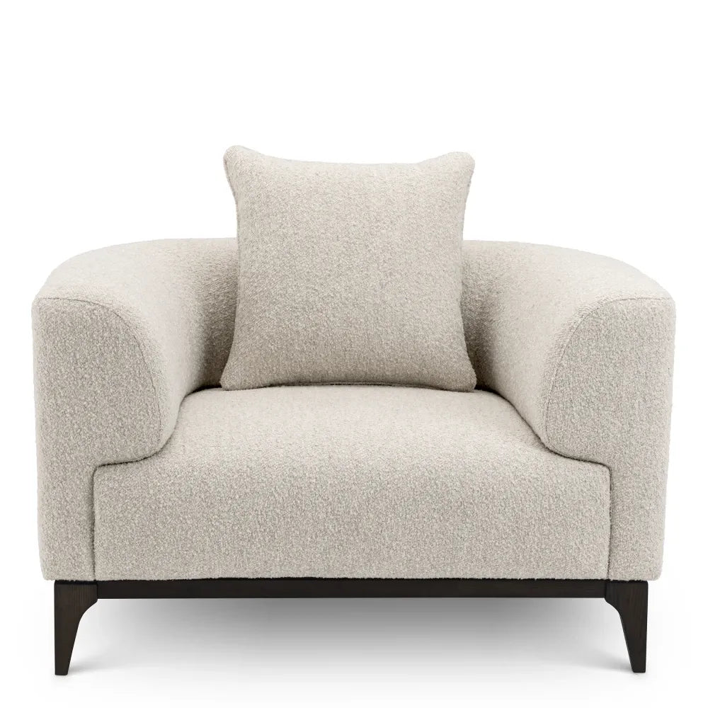Fotoliu tapitat cu Stofa boucle Alb L116xA92xH70cm Brannan Eichholtz