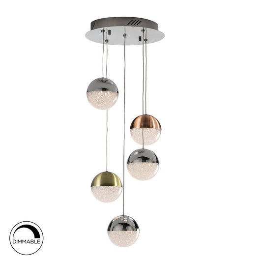 Lustra rotunda cu inaltime reglabila din Policarbonat Alb cu LED  D33xH120cm Sphere