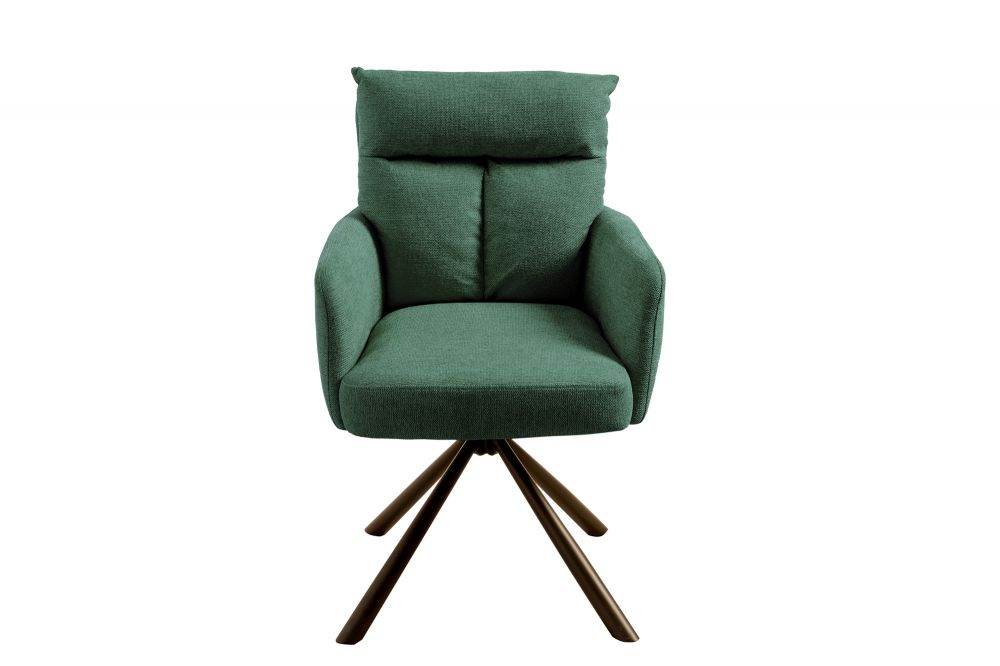 Set 2 scaune rotative tapitat cu Stofa Verde cu picioare din Metal Negru H92xL60xA67cm Big George Retro