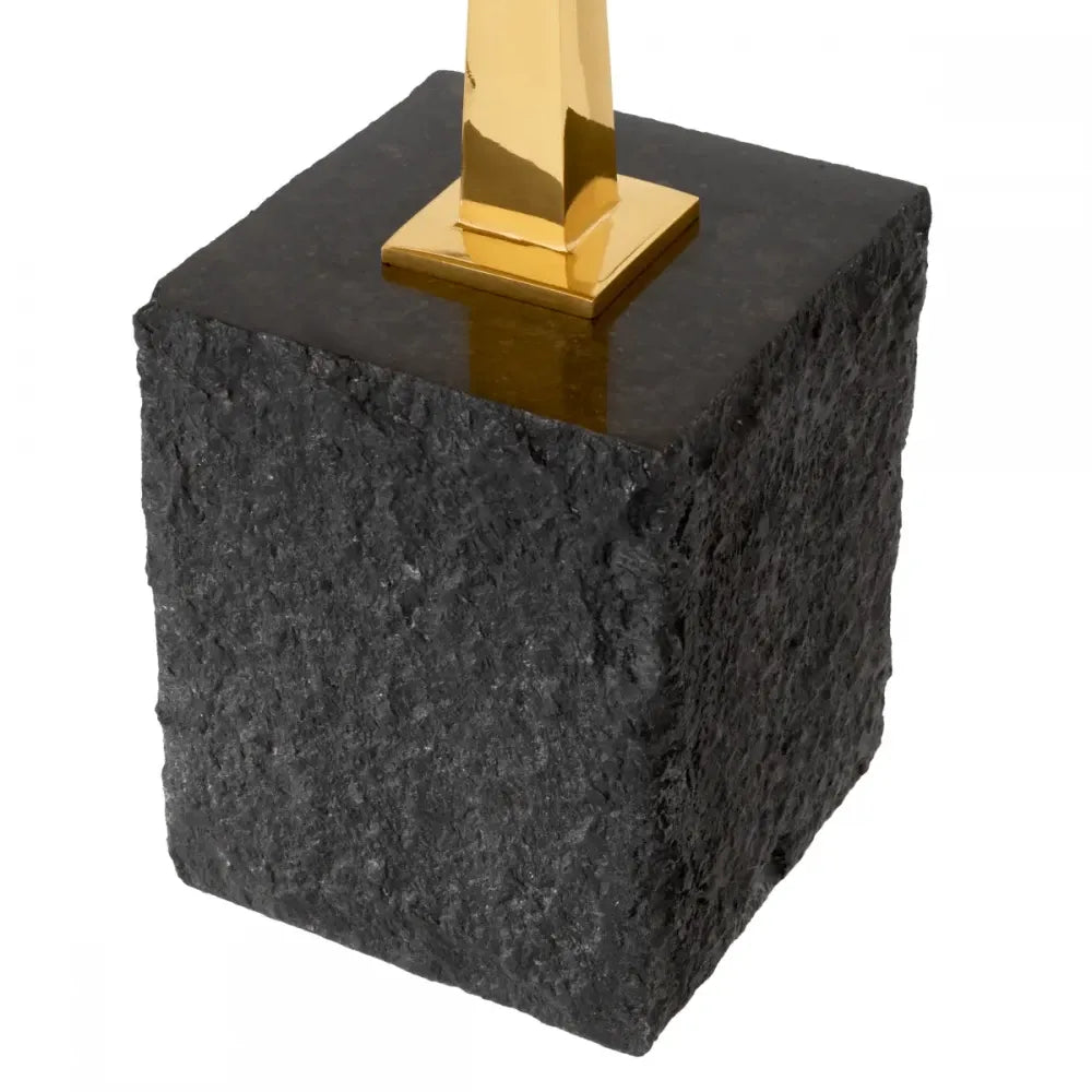 Masuta laterala Ovala din Granit Negru si Alama Auriu L56xl36cm Kayan L Eichholtz
