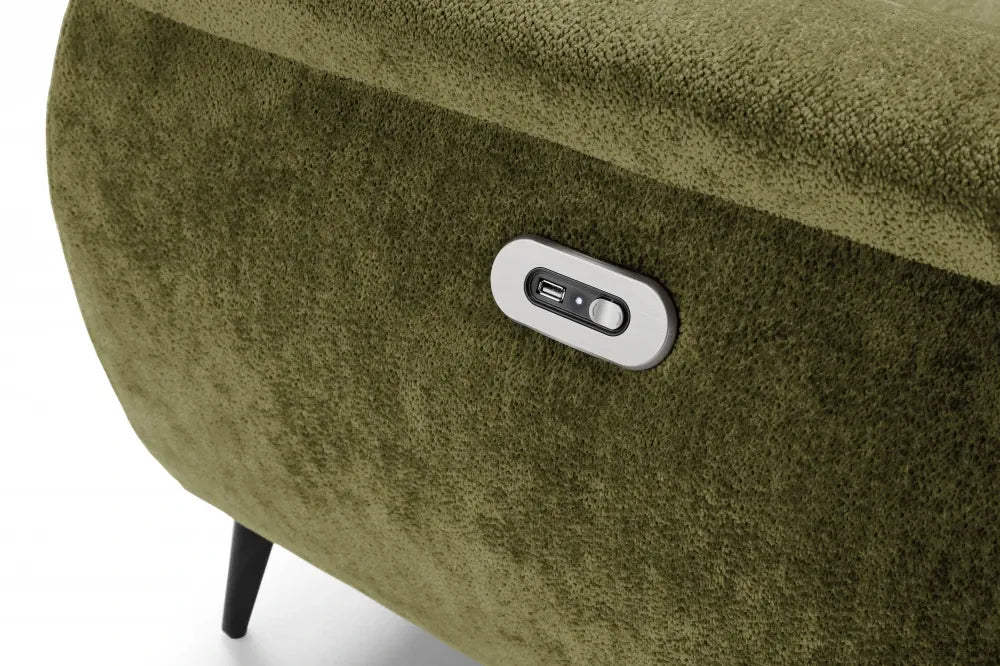 Coltar extensibil electric tapitat cu Chenille Verde cu lada depozitare Genova II