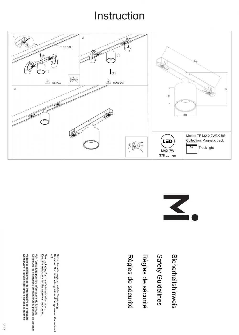 Spot pentru sina Exility din Aluminiu Alama H9.6xL19.3cm 7W 380lm 3000k Alfa S