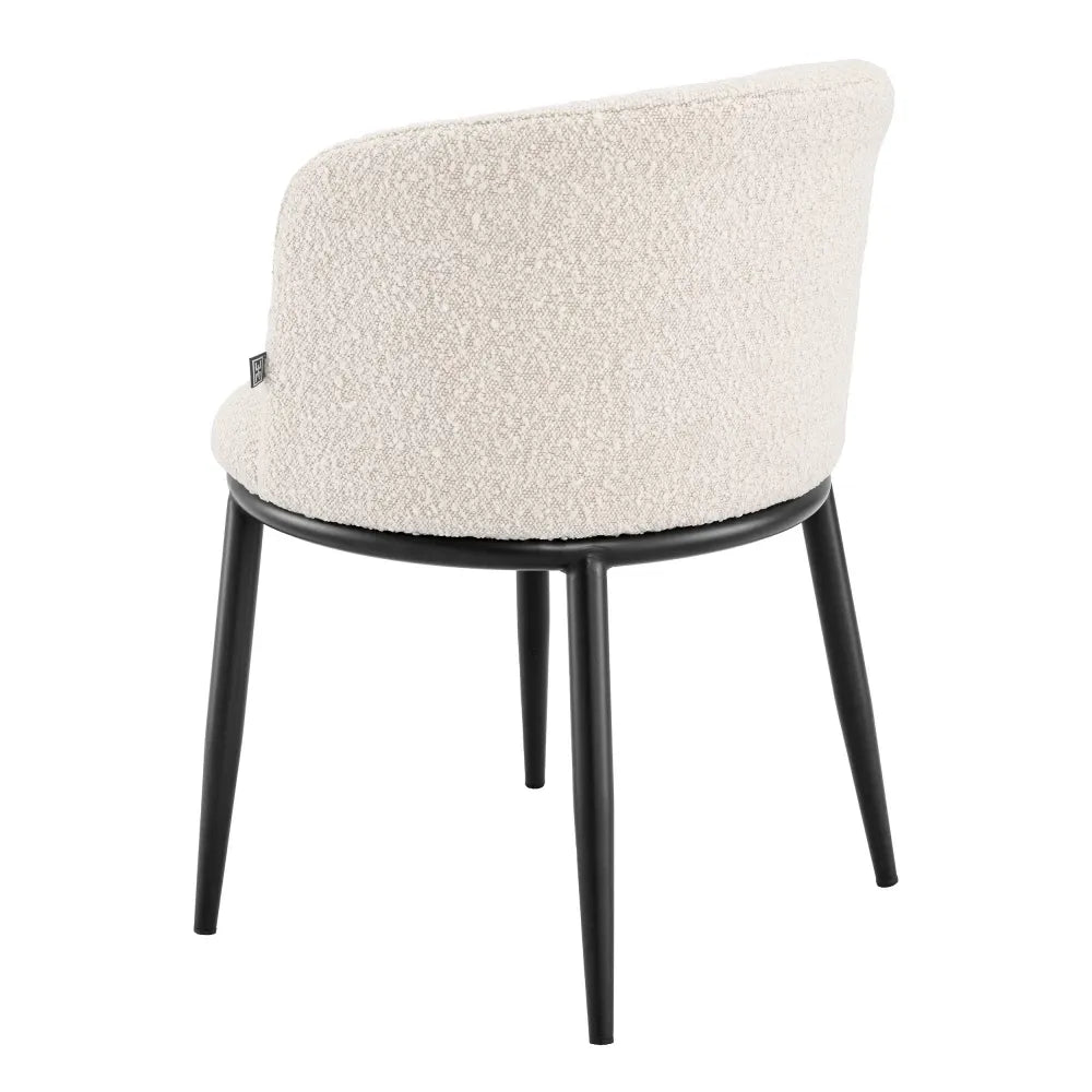 Set 2 scaune tapitat cu Stofa boucle Crem cu picioare din Metal Negru H74xL57xA57cm Filmore Eichholtz