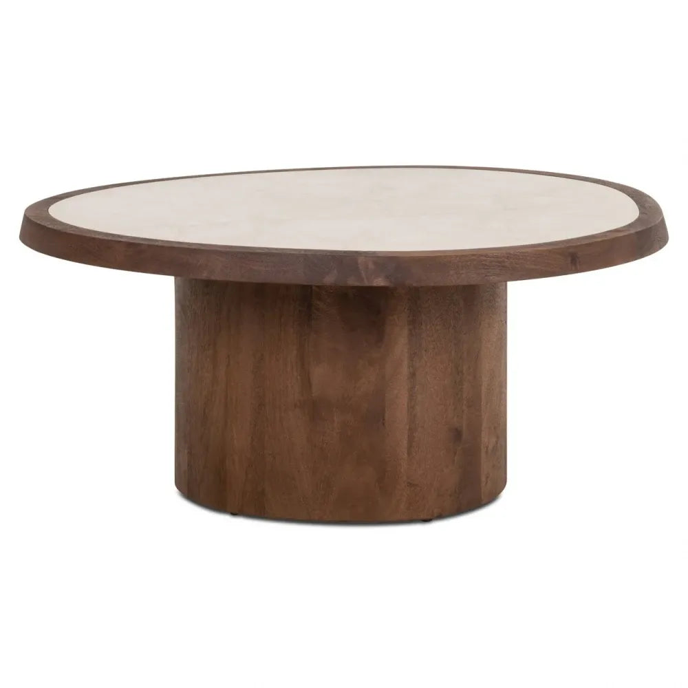 Masuta de cafea din Lemn de mango Maro si Lemn de mango/Marmura Maro/Bej L90xH39cm Melrose Richmond interiors