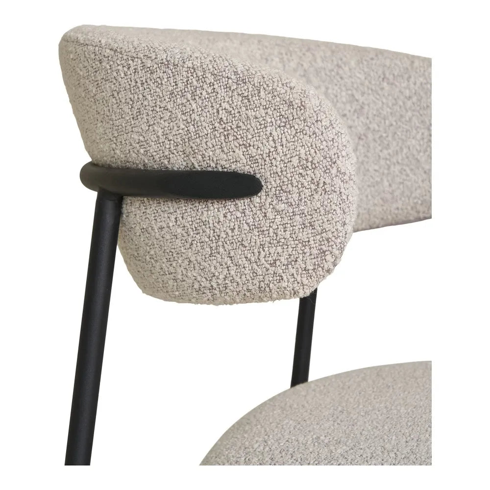 Set 2 scaune din Metal Negru si Stofa boucle Bej H79.5xL55xA59cm Mira