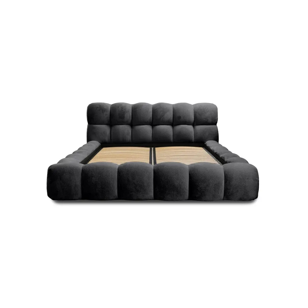 Pat 180x200cm tapitat cu Chenille Negru Boston