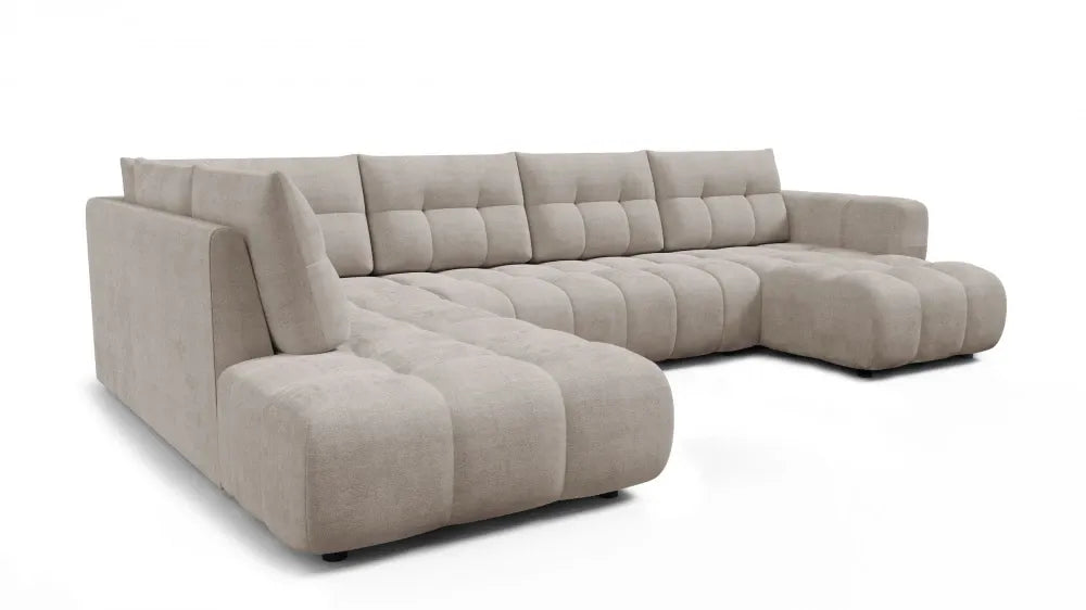 Coltar in forma de U tapitat cu material pet friendly Alias bej L374 x 219cm