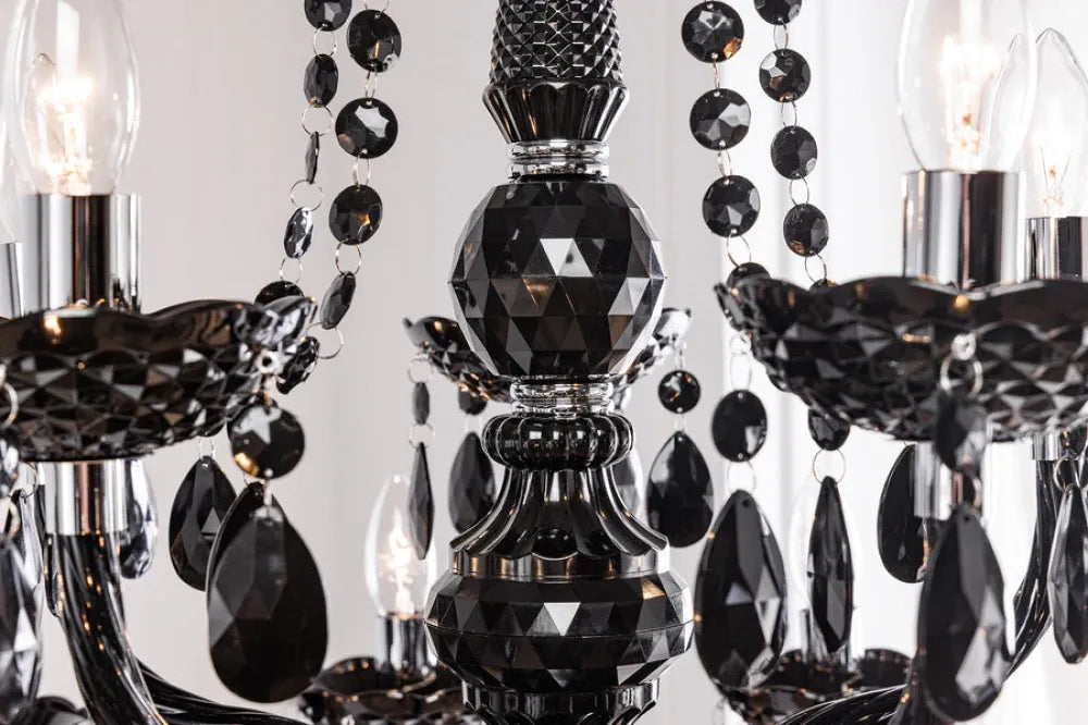 Candelabru din Metal Argintiu si Acrilic Negru D80xH75cm Diamonds