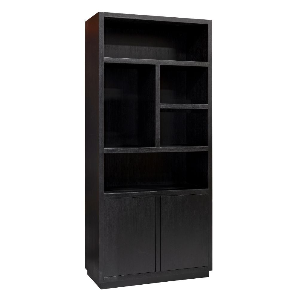 Biblioteca din Lemn masiv de stejar Negru Oakura L100xH220cm Richmond Interiors