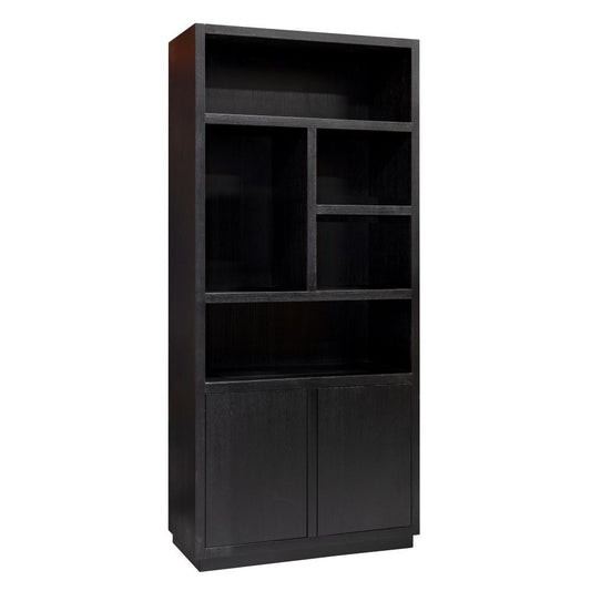 Biblioteca din Lemn masiv de stejar Negru Oakura L100xH220cm Richmond Interiors
