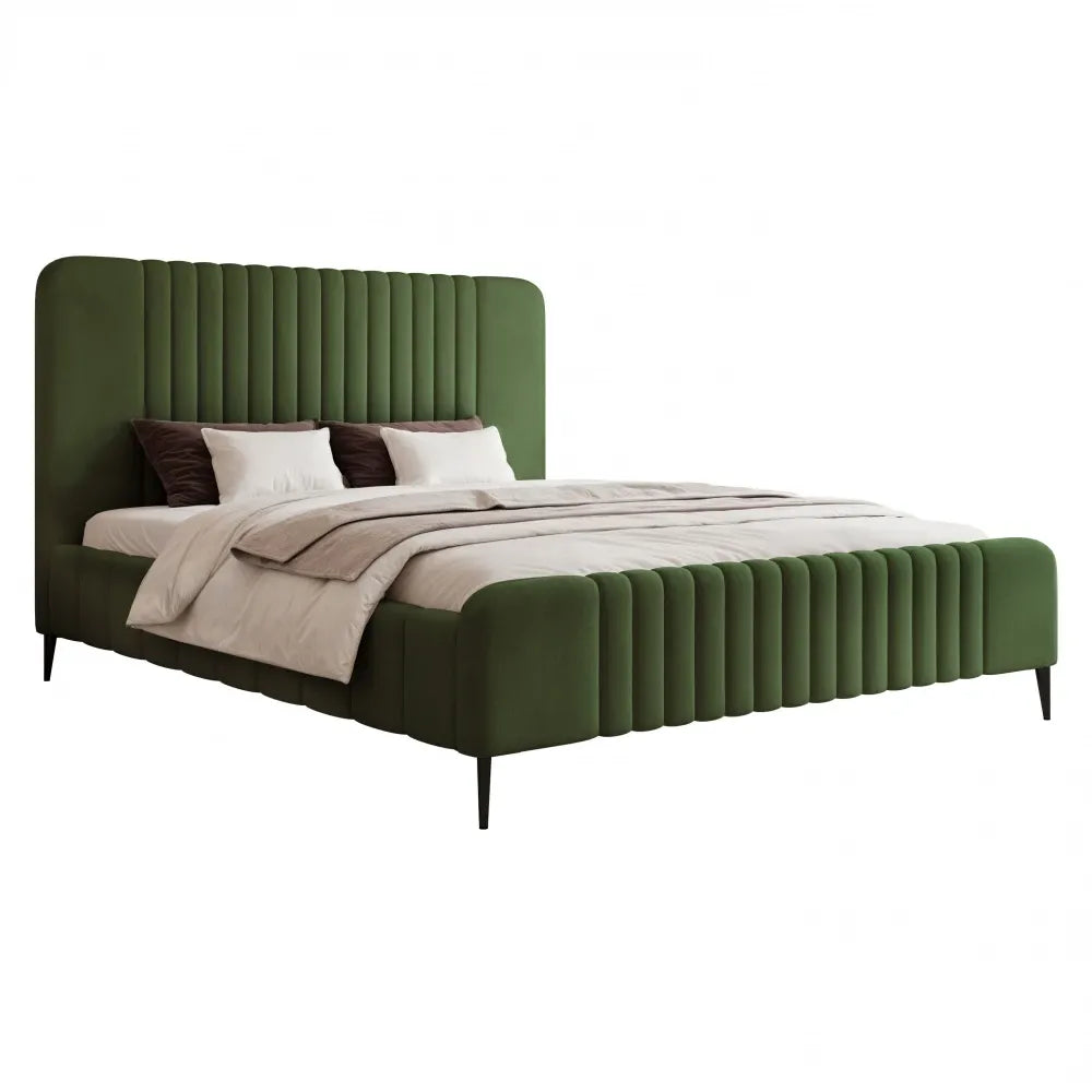 Pat 180 x 200 tapitat cu Catifea Dream velvet Verde olive Sora