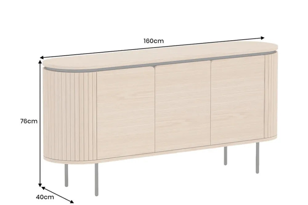 Comoda din MDF/Furnir de stejar Maro si Metal Negru L160xH76cm ATELIER