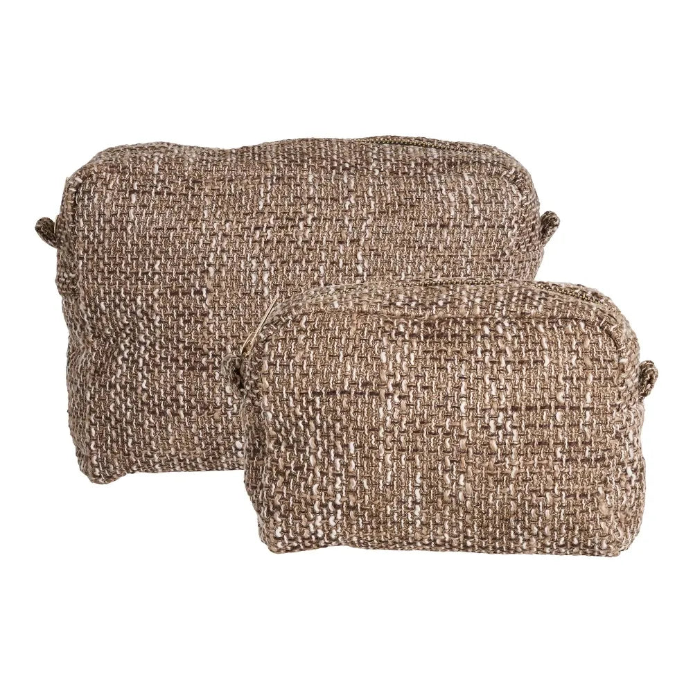 Set 2 genti pentru cosmetice din Textil Maro L9/11xH14/22cm Safi