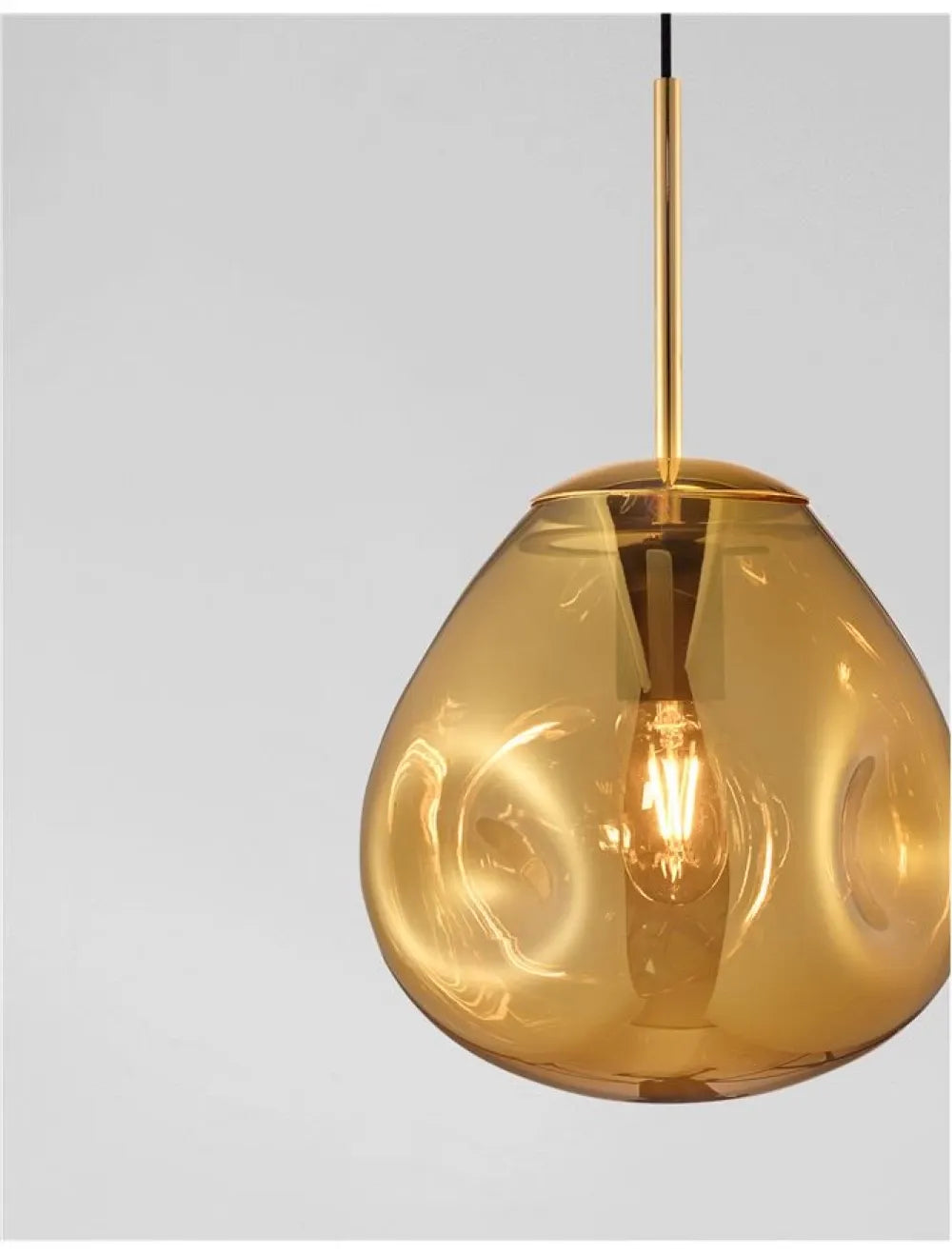 Pendul structura din Metal Auriu si abajur din Sticla Auriu H120xL25cm IP20 LAVA